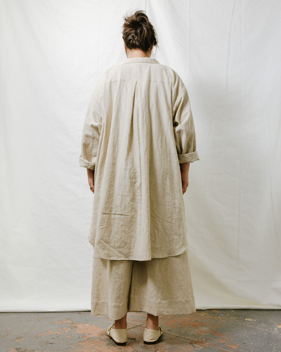 Soft Volume Shirt Dress in Oat Milk Linen – Nettle Studios