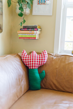 Flower Pillow - Red Gingham / Kelly Green (RTS)