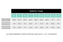 Perfect Tank in Cottage Core Linen size chart