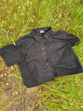 Boxy Collared Top in PRIDE - Black Linen (RTS)