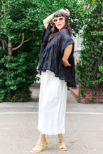 Mid Easy Ruffle Pant in White Linen (RTS)