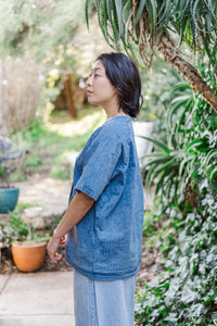 Baseball Tee in Striped Denim