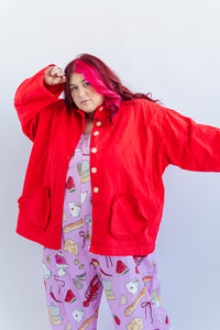 Heart Chore Jacket in Red Twill (RTS)