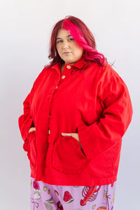 Heart Chore Jacket in Red Twill (RTS)