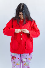 Heart Chore Jacket in Red Twill (RTS)