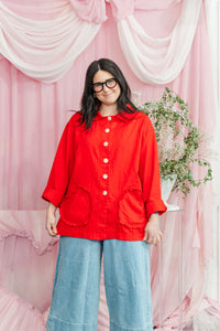 Heart Chore Jacket in Red Twill (RTS)