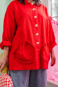 Heart Chore Jacket in Red Twill (RTS)