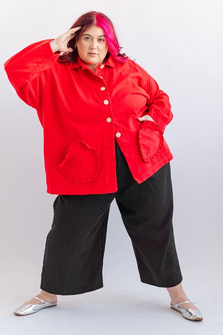 Heart Chore Jacket in Red Twill (RTS)