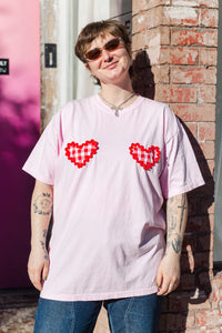 Heart T-Shirt - Pink/Red Gingham