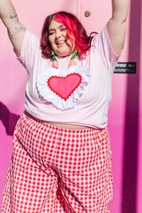 Heart T-Shirt - Pink/Red Ruffle 