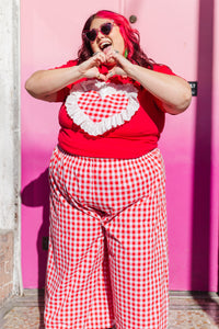 Heart T-Shirt - Red/White Gingham