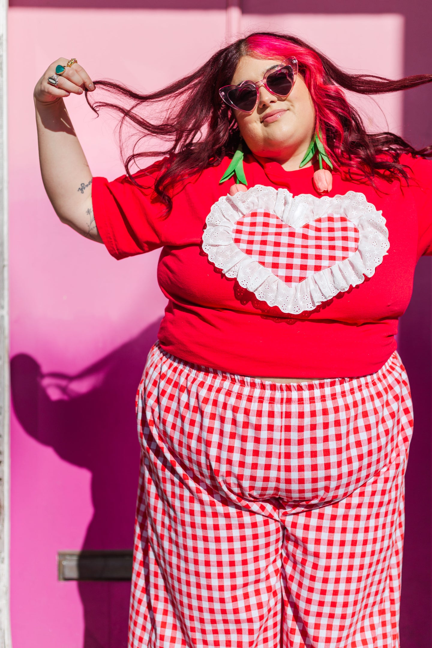 Heart T-Shirt - Red/White Gingham