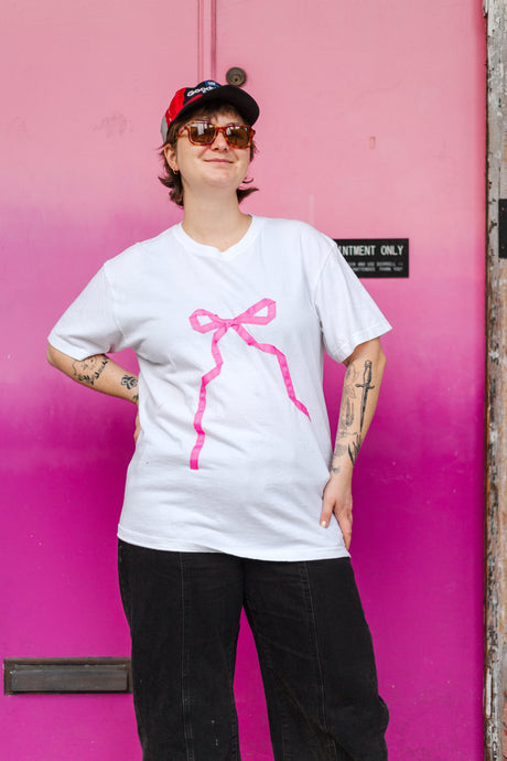 Bow T-Shirt - White/Pink - Large (RTS)