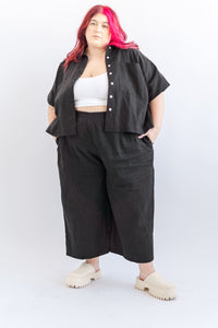 Mid Easy Pant in Black Linen (RTS)