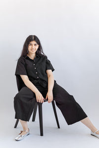 Mid Easy Pant in Black Linen (RTS)