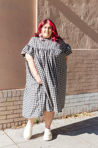 Mushroom Dress in Black/Tan Gingham (RTS)