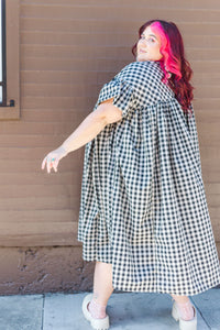 Mushroom Dress in Black/Tan Gingham (RTS)