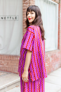 Boxy Collared Tunic in Wavy Linen