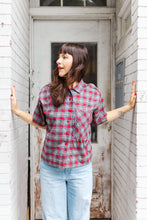 Boxy Collared Top in Red/Gray Plaid Flannel (RTS)