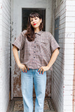 Boxy Collared Top in Brown Plaid Flannel (RTS)