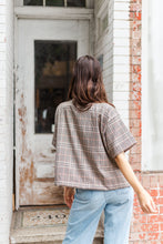 Boxy Collared Top in Brown Plaid Flannel (RTS)