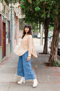 Soft Volume Long Sleeve Top in Pink/Yellow Plaid Flannel (RTS)