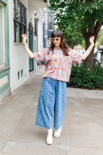 Boxy Collared Top in Rust/Blue Plaid Flannel (RTS)