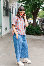 Boxy Collared Top in Rust/Blue Plaid Flannel (RTS)