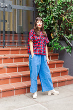 Boxy Collared Top in Red/Blue Plaid Flannel (RTS)