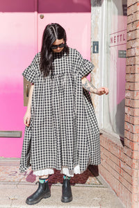 Mushroom Dress in Black/Tan Gingham (RTS)