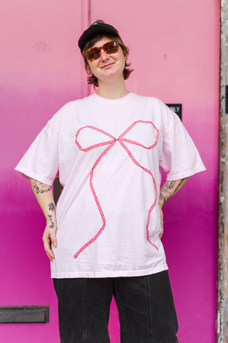 Bow T-Shirt - Pink/Red Gingham - 2XL (RTS)