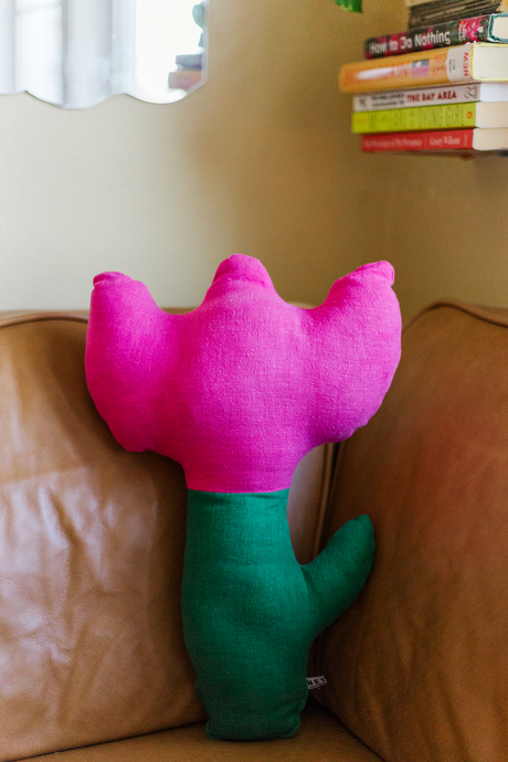 Flower Pillow - Hot Pink / Kelly Green (RTS)