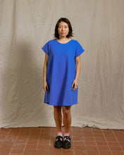 Trapeze Dress in Cobalt Linen