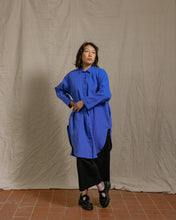 Soft Volume Shirt Dress in Cobalt Linen (RTS)