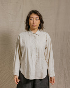 Soft Volume Long Sleeve Top in Oat Milk Linen (RTS)