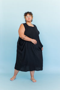 Coop Dress in Black Cotton Gauze