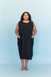 Coop Dress in Black Cotton Gauze