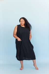 Coop Dress in Black Cotton Gauze