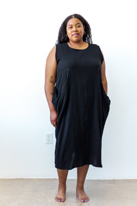 Coop Dress in Black Cotton Gauze