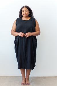 Coop Dress in Black Cotton Gauze