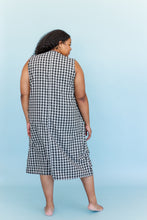 Coop Dress in Black/Tan Gingham Cotton Linen