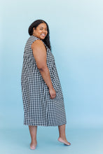 Coop Dress in Black/Tan Gingham Cotton Linen