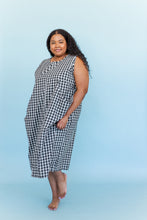 Coop Dress in Black/Tan Gingham Cotton Linen