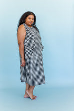 Coop Dress in Black/Tan Gingham Cotton Linen