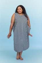 Coop Dress in Black/Tan Gingham Cotton Linen