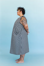 Coop Dress in Black/Tan Gingham Cotton Linen