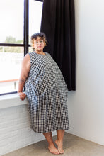 Coop Dress in Black/Tan Gingham Cotton Linen