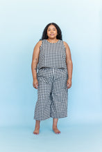 Mid Easy Pant in Black/Tan Gingham Cotton Linen (RTS)