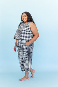 Perfect Tank in Black Gingham Cotton - Nettle Studios