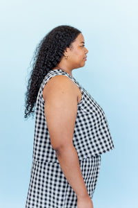 Perfect Tank in Black Gingham Cotton - Nettle Studios